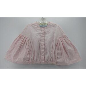 Tish Cox Top XS Crop Blouse Kimono Sleeve Button Up Boxy Pleated